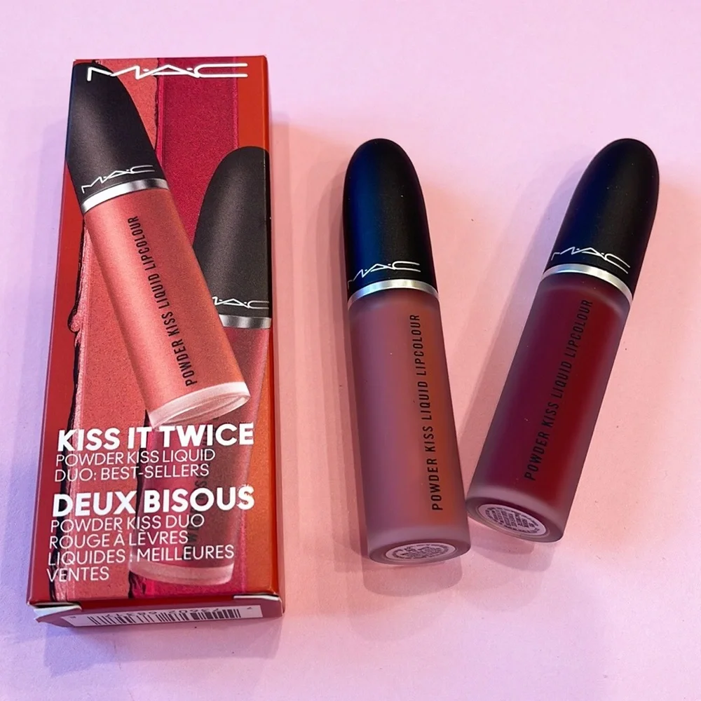 NEW! MAC Kiss It Twice Powder Liquid Lipstick Duo Set